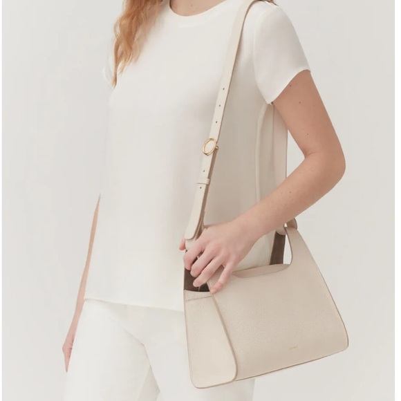 Cuyana Double Loop Bag • Leather • Ecru